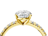 Yellow gold Oval Cut Diamond Solitaire Pavé Engagement Ring with Round Band and Prong Setting_72