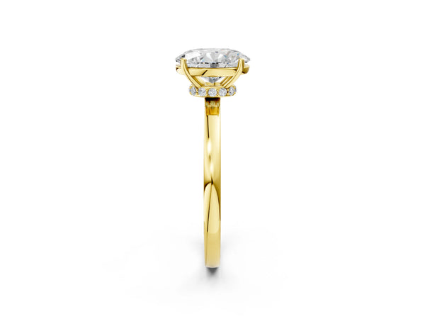 Yellow gold Oval Cut Diamond Solitaire Ring with Classic Band and Four-Prong Setting