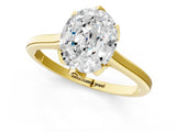 Yellow gold Oval Cut Diamond Solitaire Ring with Flower Prong Setting and Classic Band_21