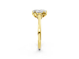 Yellow gold Oval Cut Diamond Solitaire Ring with Flower Prong Setting and Classic Band_223
