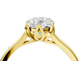 Yellow gold Oval Cut Diamond Solitaire Ring with Flower Prong Setting and Classic Band_225
