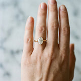 Yellow gold Oval Cut Diamond Solitaire Ring with Flower Prong Setting and Classic Band_233