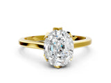 Yellow gold Oval Cut Diamond Solitaire Ring with Flower Prong Setting and Classic Band_44