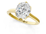 Yellow gold Oval Cut Diamond Solitaire Ring with Flower Prong Setting and Classic Band_45