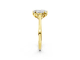 Yellow gold Oval Cut Diamond Solitaire Ring with Flower Prong Setting and Classic Band_46
