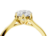 Yellow gold Oval Cut Diamond Solitaire Ring with Flower Prong Setting and Classic Band_48