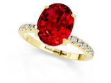 Yellow gold Oval Cut Diamond Solitaire Ring with Four-Prong Setting and Pavé Band_1