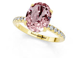 Yellow gold Oval Cut Diamond Solitaire Ring with Four-Prong Setting and Pavé Band_1