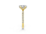 Yellow gold Oval Cut Diamond Solitaire Ring with Four-Prong Setting and Pavé Band_2