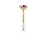 Yellow gold Oval Cut Diamond Solitaire Ring with Four-Prong Setting and Pavé Band_2