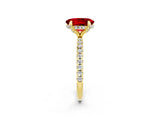 Yellow gold Oval Cut Diamond Solitaire Ring with Four-Prong Setting and Pavé Band_2