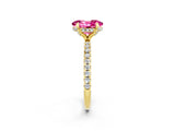 Yellow gold Oval Cut Diamond Solitaire Ring with Four-Prong Setting and Pavé Band_2