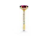 Yellow gold Oval Cut Diamond Solitaire Ring with Four-Prong Setting and Pavé Band_2