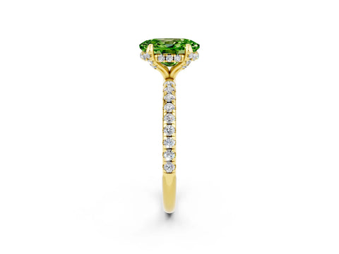 Yellow gold Oval Cut Diamond Solitaire Ring with Four-Prong Setting and Pavé Band_2