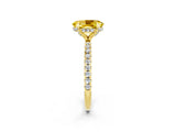 Yellow gold Oval Cut Diamond Solitaire Ring with Four-Prong Setting and Pavé Band_2