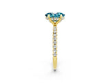 Yellow gold Oval Cut Diamond Solitaire Ring with Four-Prong Setting and Pavé Band_2