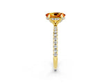 Yellow gold Oval Cut Diamond Solitaire Ring with Four-Prong Setting and Pavé Band_2