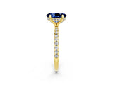 Yellow gold Oval Cut Diamond Solitaire Ring with Four-Prong Setting and Pavé Band_2
