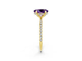 Yellow gold Oval Cut Diamond Solitaire Ring with Four-Prong Setting and Pavé Band_2