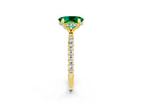 Yellow gold Oval Cut Diamond Solitaire Ring with Four-Prong Setting and Pavé Band_2
