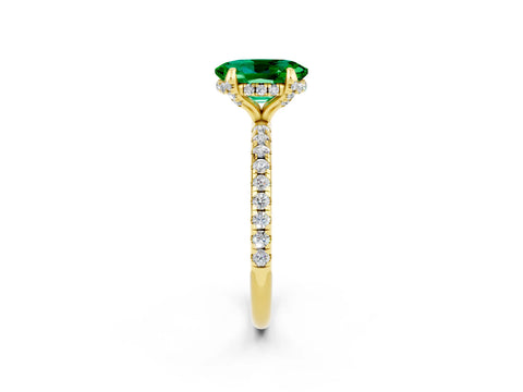 Yellow gold Oval Cut Diamond Solitaire Ring with Four-Prong Setting and Pavé Band_2