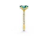 Yellow gold Oval Cut Diamond Solitaire Ring with Four-Prong Setting and Pavé Band_2