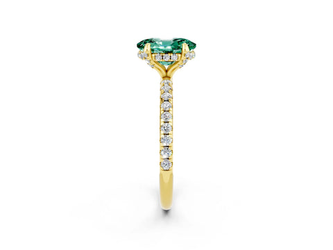 Yellow gold Oval Cut Diamond Solitaire Ring with Four-Prong Setting and Pavé Band_2
