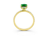 Yellow gold Oval Cut Diamond Solitaire Ring with Four-Prong Setting and Pavé Band_3