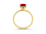 Yellow gold Oval Cut Diamond Solitaire Ring with Four-Prong Setting and Pavé Band_3