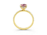 Yellow gold Oval Cut Diamond Solitaire Ring with Four-Prong Setting and Pavé Band_3