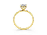 Yellow gold Oval Cut Diamond Solitaire Ring with Four-Prong Setting and Pavé Band_3