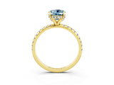 Yellow gold Oval Cut Diamond Solitaire Ring with Four-Prong Setting and Pavé Band_3