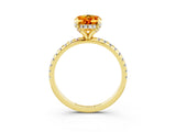 Yellow gold Oval Cut Diamond Solitaire Ring with Four-Prong Setting and Pavé Band_3