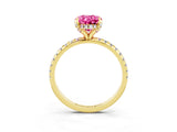 Yellow gold Oval Cut Diamond Solitaire Ring with Four-Prong Setting and Pavé Band_3