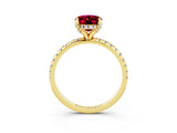 Yellow gold Oval Cut Diamond Solitaire Ring with Four-Prong Setting and Pavé Band_3