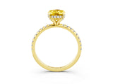 Yellow gold Oval Cut Diamond Solitaire Ring with Four-Prong Setting and Pavé Band_3