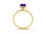Yellow gold Oval Cut Diamond Solitaire Ring with Four-Prong Setting and Pavé Band_3