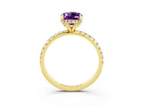Yellow gold Oval Cut Diamond Solitaire Ring with Four-Prong Setting and Pavé Band_3