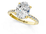 Yellow gold Oval Cut Diamond Solitaire Ring with Four-Prong Setting and Pavé Band_4