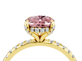 Yellow gold Oval Cut Diamond Solitaire Ring with Four-Prong Setting and Pavé Band_4