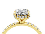 Yellow gold Oval Cut Diamond Solitaire Ring with Four-Prong Setting and Pavé Band_4
