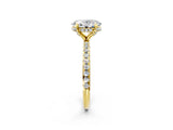 Yellow gold Oval Cut Diamond Solitaire Ring with Four-Prong Setting and Pavé Band_5