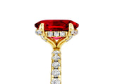 Yellow gold Oval Cut Diamond Solitaire Ring with Four-Prong Setting and Pavé Band_5
