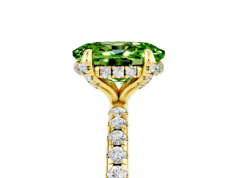 Yellow gold Oval Cut Diamond Solitaire Ring with Four-Prong Setting and Pavé Band_5