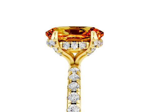 Yellow gold Oval Cut Diamond Solitaire Ring with Four-Prong Setting and Pavé Band_5