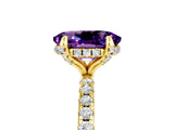 Yellow gold Oval Cut Diamond Solitaire Ring with Four-Prong Setting and Pavé Band_5