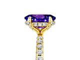 Yellow gold Oval Cut Diamond Solitaire Ring with Four-Prong Setting and Pavé Band_5