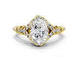 Yellow gold Oval Cut Diamond Solitaire Ring with Hidden Halo and Pavé Band_27