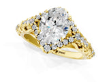 Yellow gold Oval Cut Diamond Solitaire Ring with Hidden Halo and Pavé Band_28