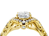Yellow gold Oval Cut Diamond Solitaire Ring with Hidden Halo and Pavé Band_31